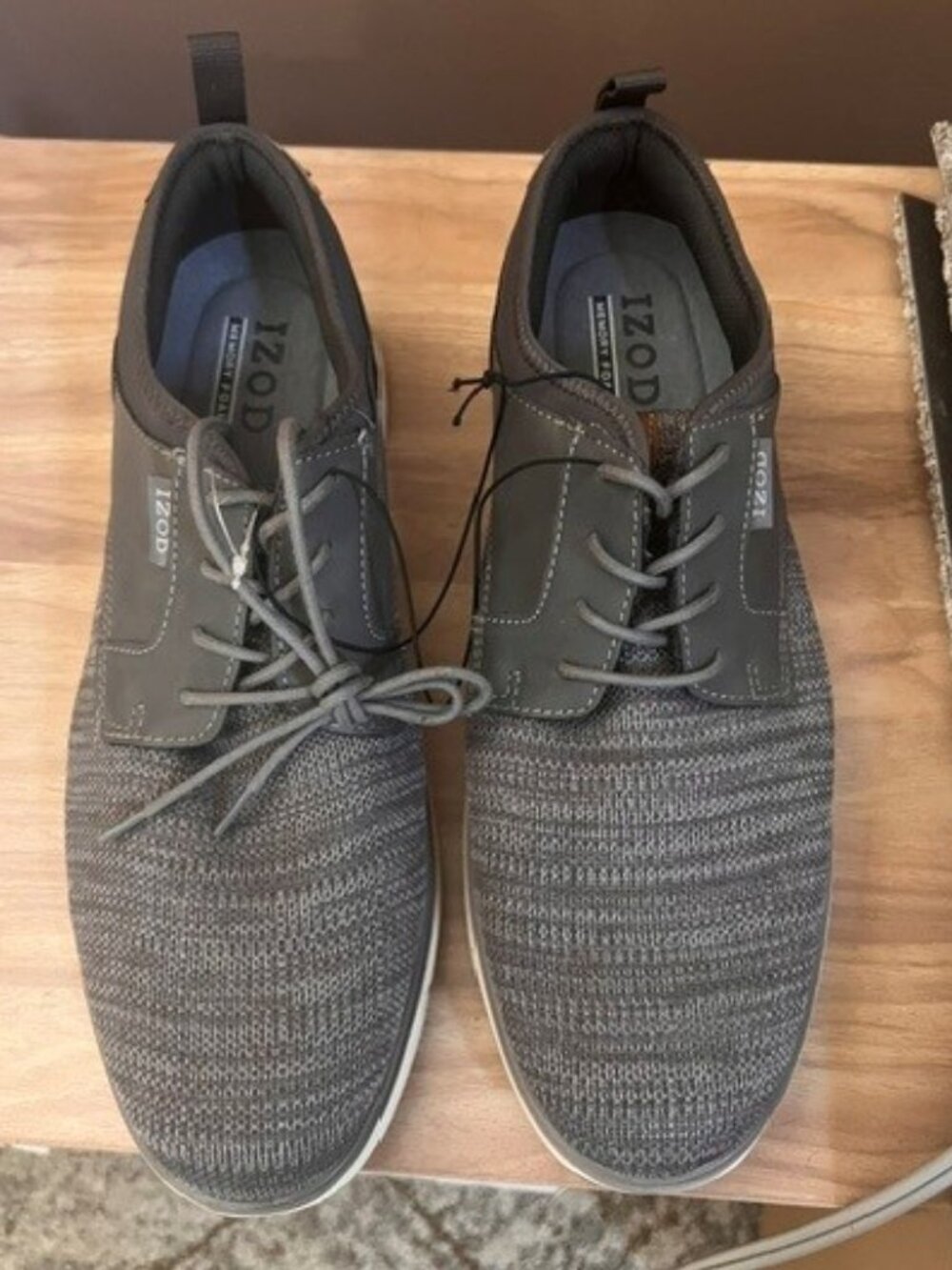 NEW- Izod Drift Memory Foam Woven Oxford Sneaker/Shoes - Charcoal Grey